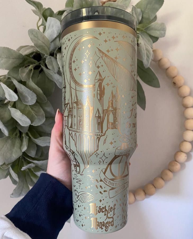 40oz Wizard Engraved Protour Stanley with Gold Underlay