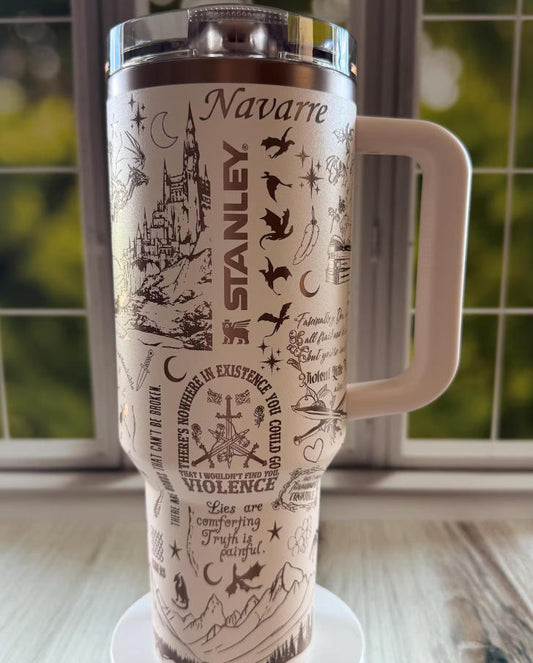Stanley | fourth wing | basgiath | books | custom | laser engraved | etched | tumbler| 40oz | quencher | dragon rider | love | violent |