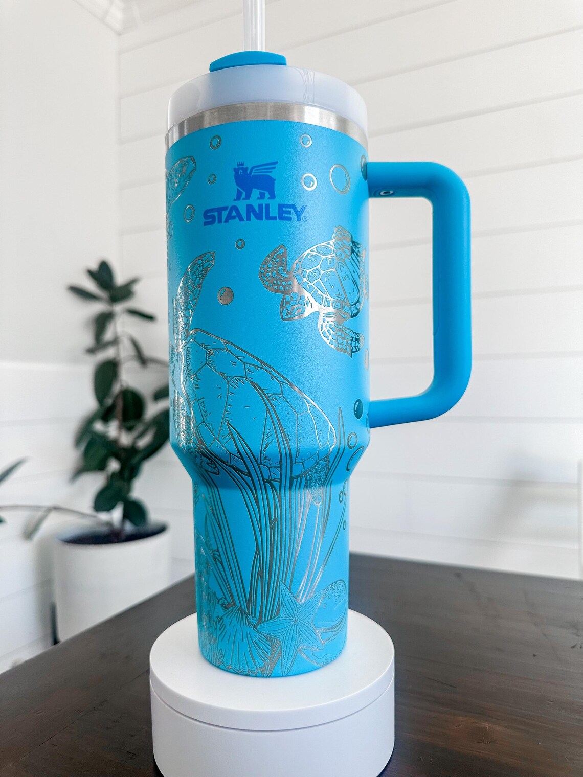 40 oz. Sea Turtle Stanley, Laser Engraved Tumbler