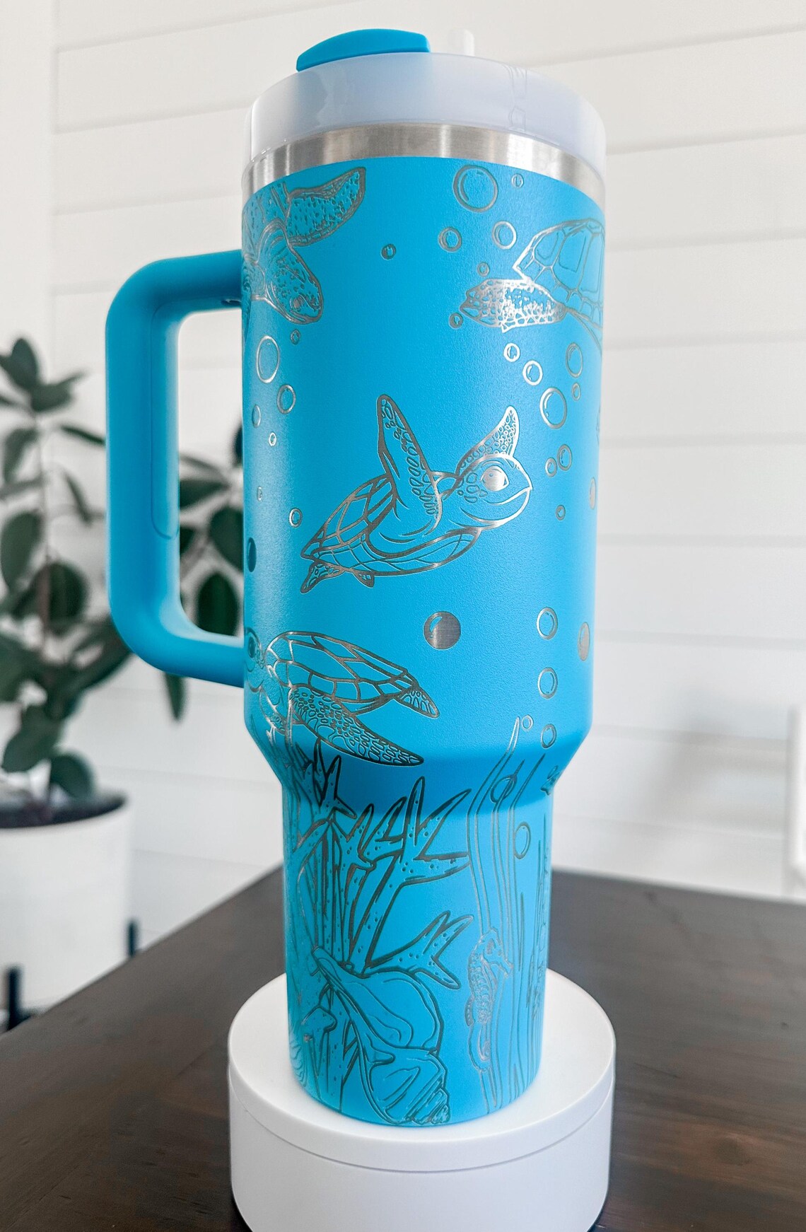 40 oz. Sea Turtle Stanley, Laser Engraved Tumbler