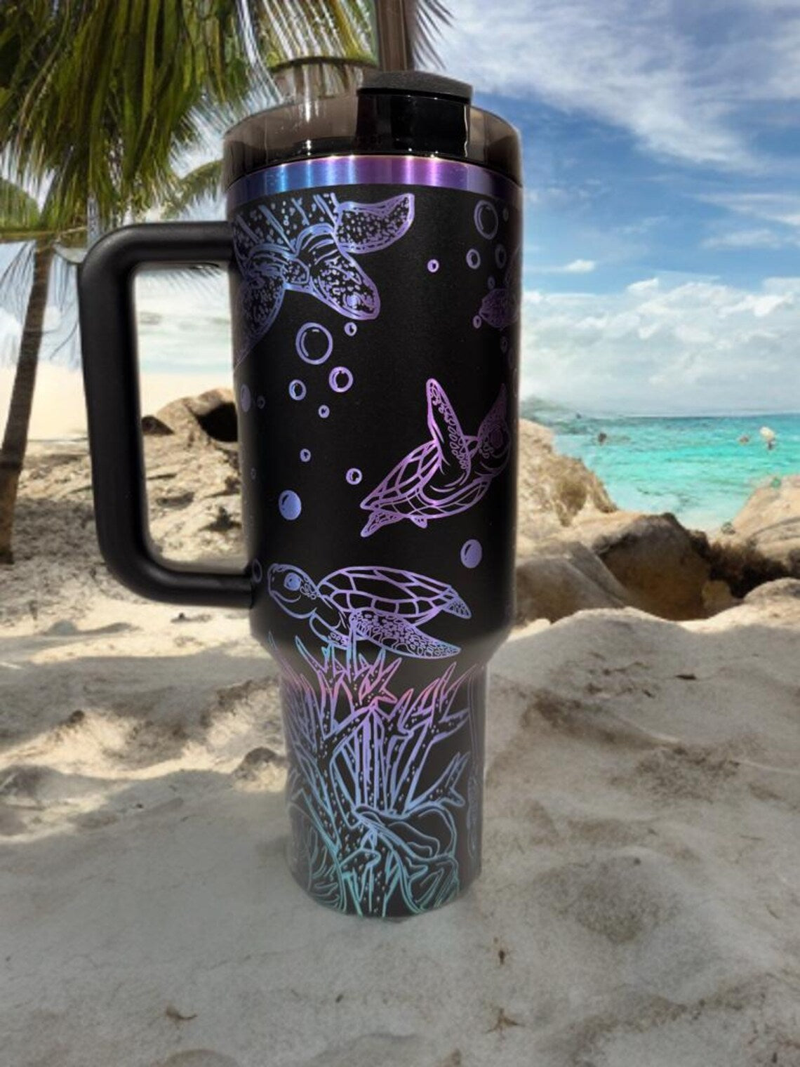 40 oz. Sea Turtle Stanley, Laser Engraved Tumbler