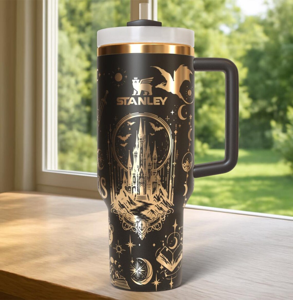 Velaris 40oz Laser Engraved Tumbler, Fantasy Inspired Stainless Steel Cup