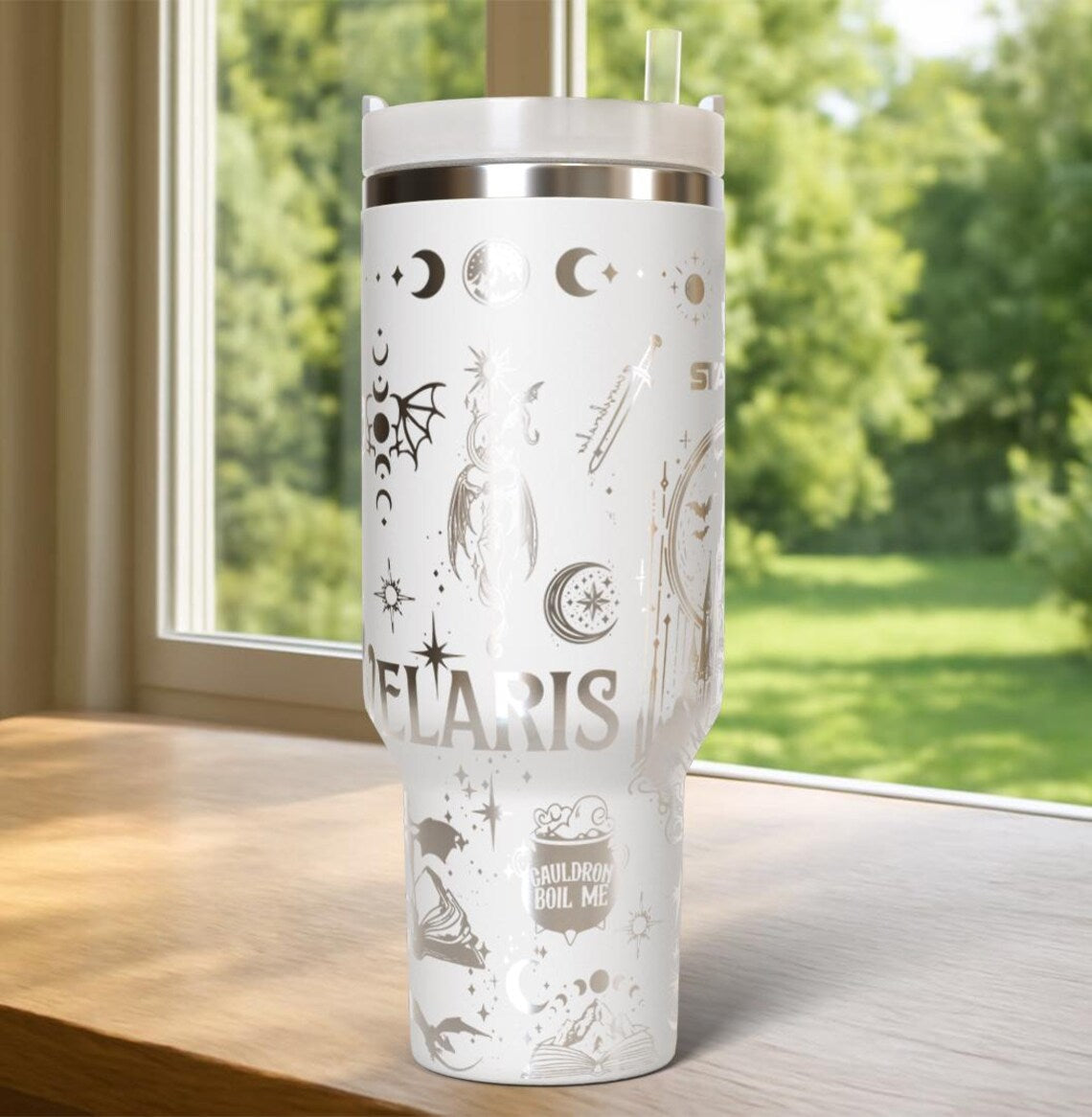 Velaris 40oz Laser Engraved Tumbler, Fantasy Inspired Stainless Steel Cup