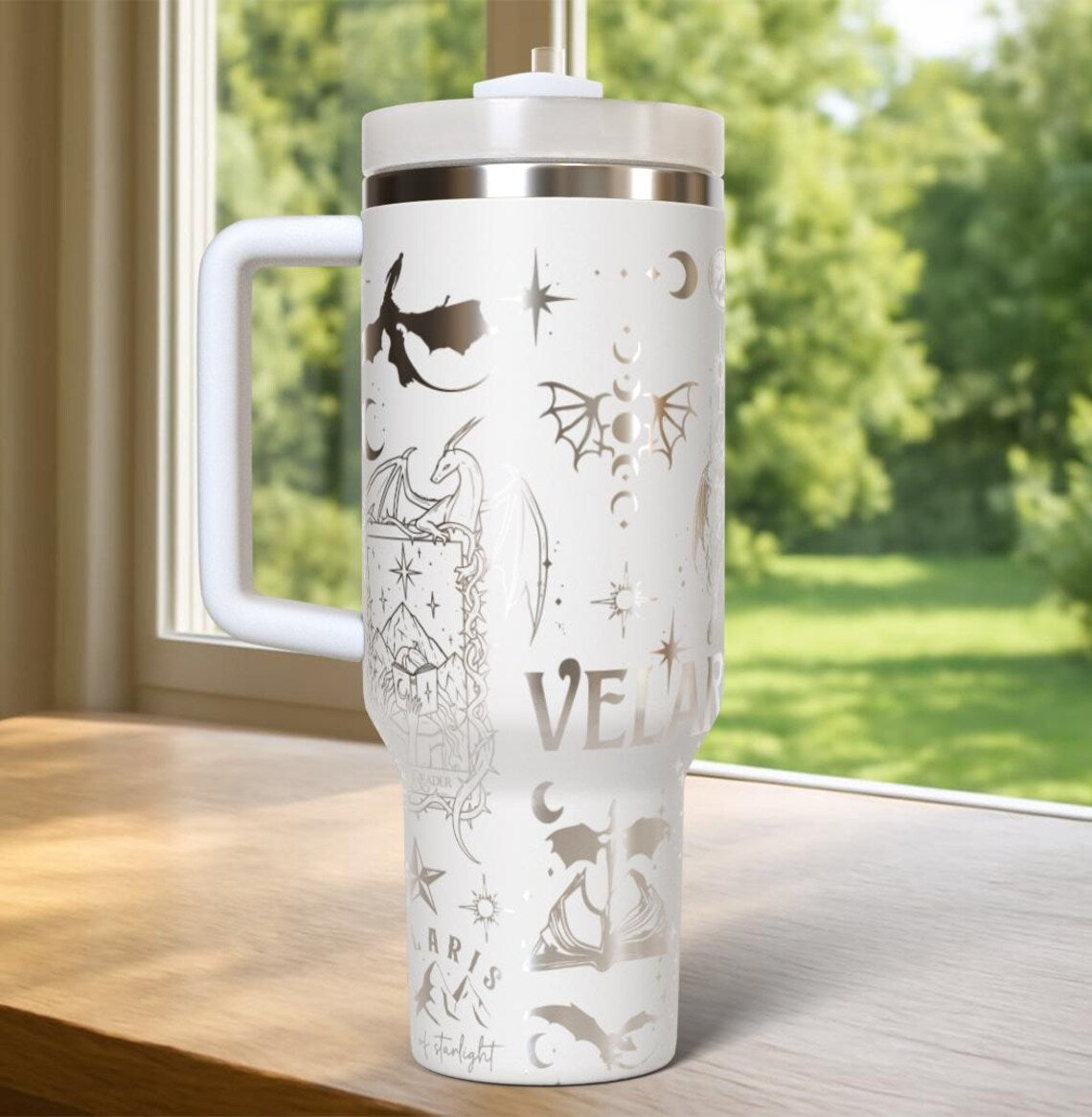 Velaris 40oz Laser Engraved Tumbler, Fantasy Inspired Stainless Steel Cup