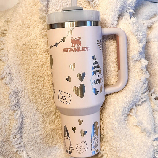 Heart Gnome Stanley - Valentine's Day Stanley- Valentine's Day Gnomes - Custom Stanley- Pink Stanley - Stanley Cup