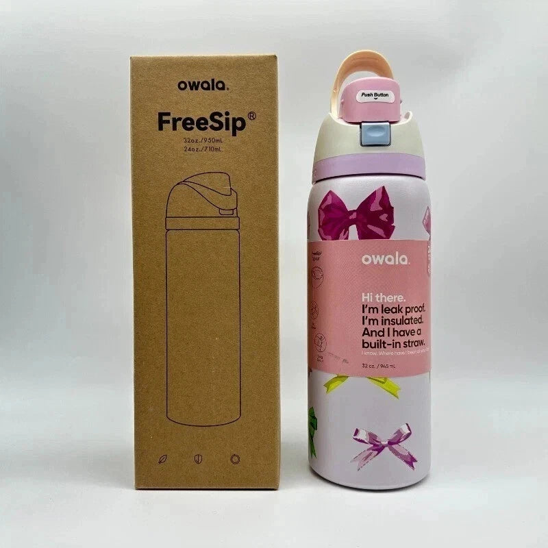 Owala "Girlhood" 32oz Free Sip UO Exclusive Pink Bows in Hand-2026 Gift