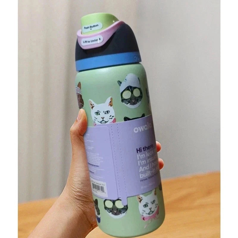 Owala Stainless Bottle 32 oz Urban Outfitters Exclusive Cat Collage New